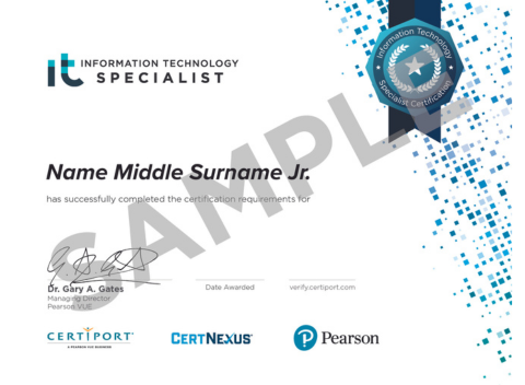 Information Technology Specialist Sample Certificate